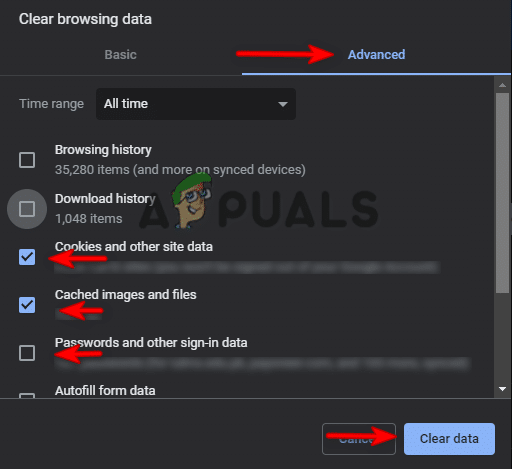 حذف ذاكرة التخزين المؤقت وملفات تعريف الارتباط التالفة