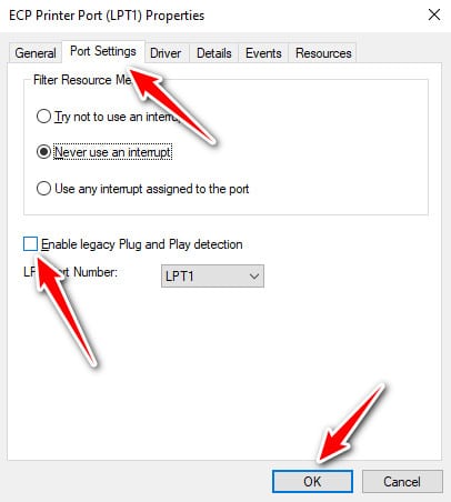 تمكين اكتشاف Plug and Play القديم