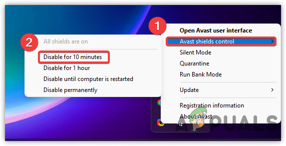 تعطيل برنامج مكافحة الفيروسات من طرف ثالث
