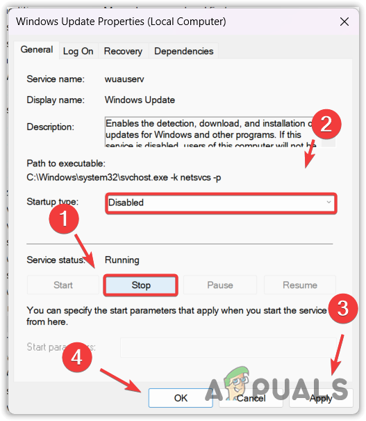 تعطيل خدمة تحديث Windows