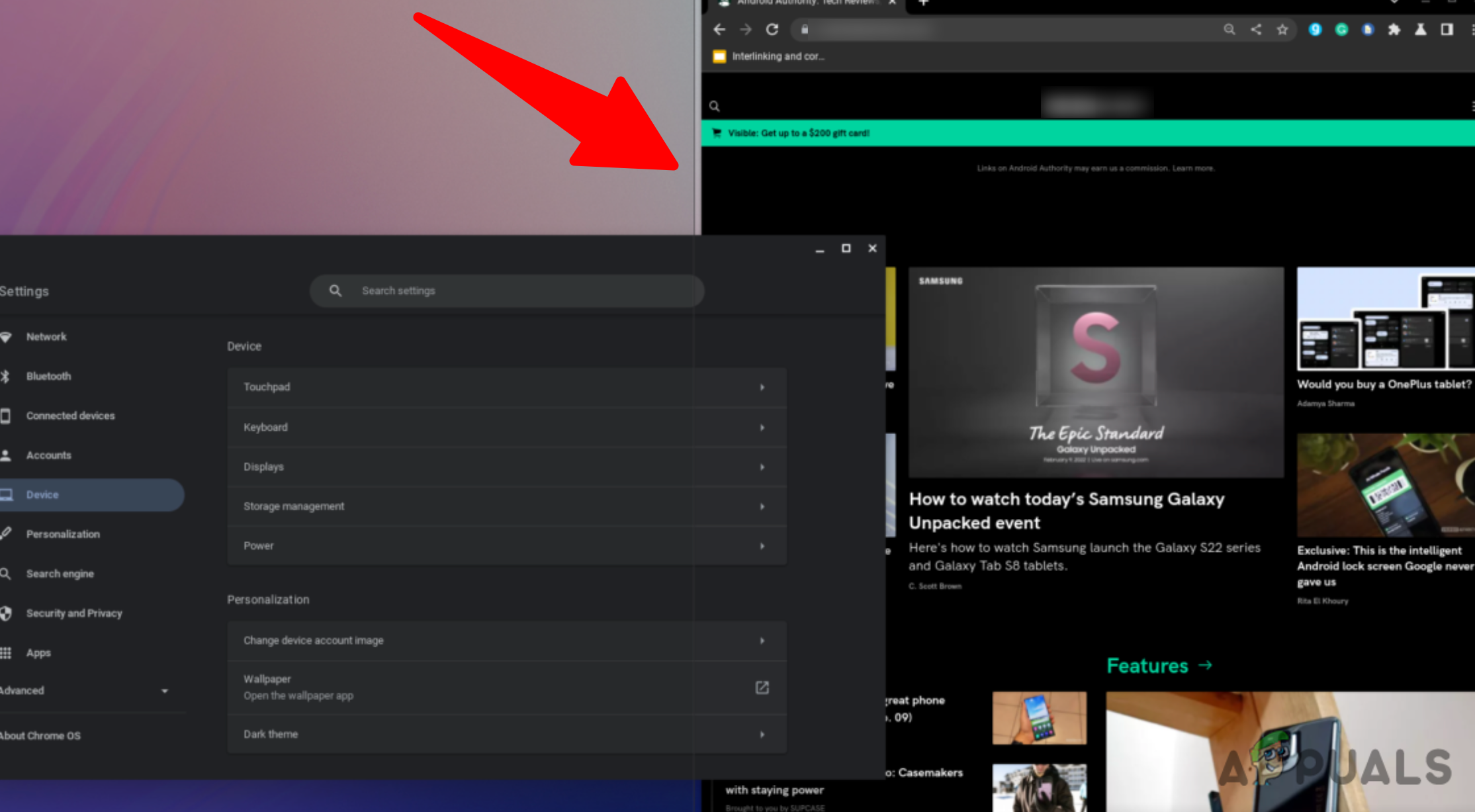 Drag and drop the window