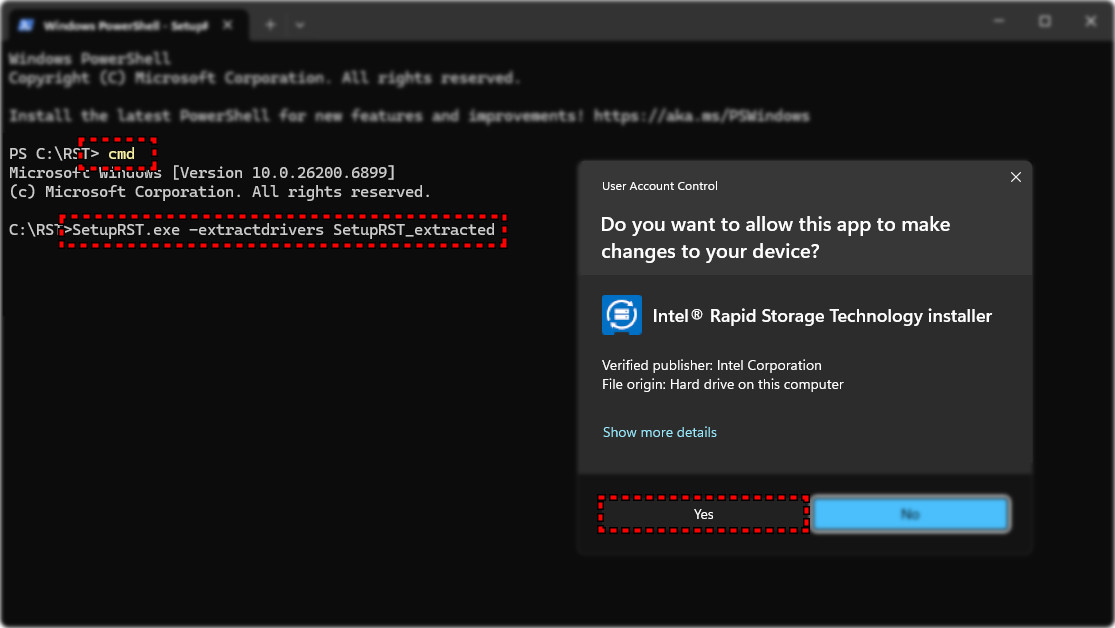 استخراج RST باستخدام سطر الأوامر