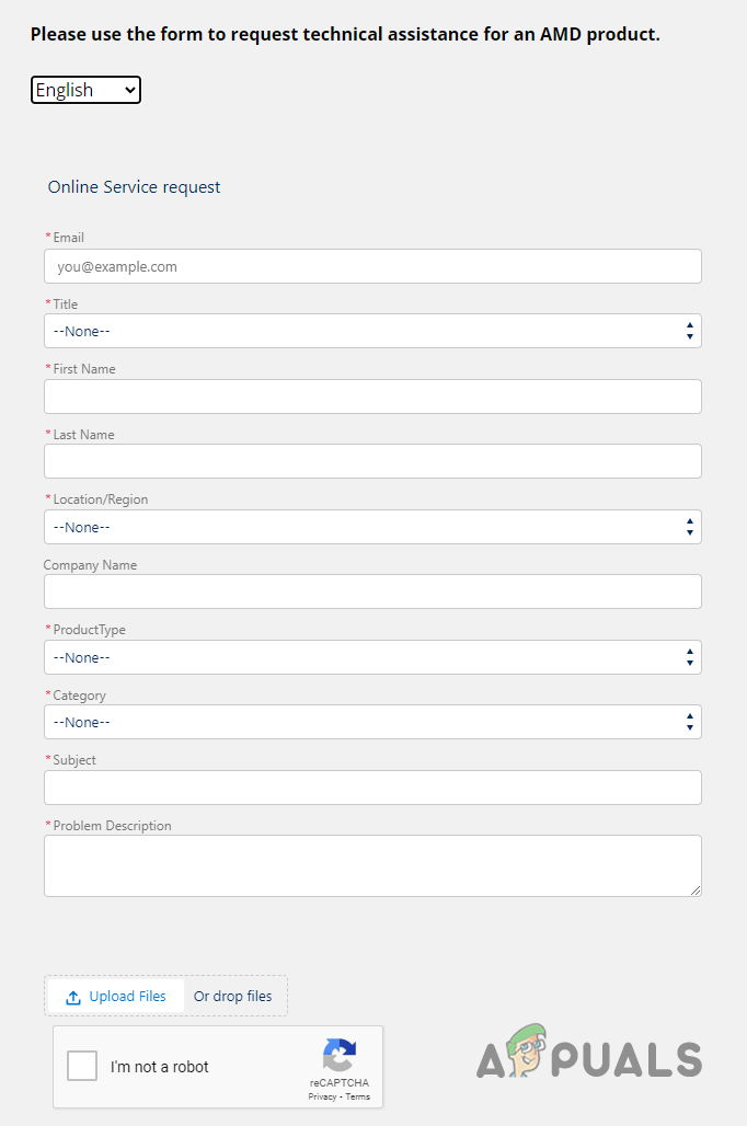 ملء نموذج الدعم