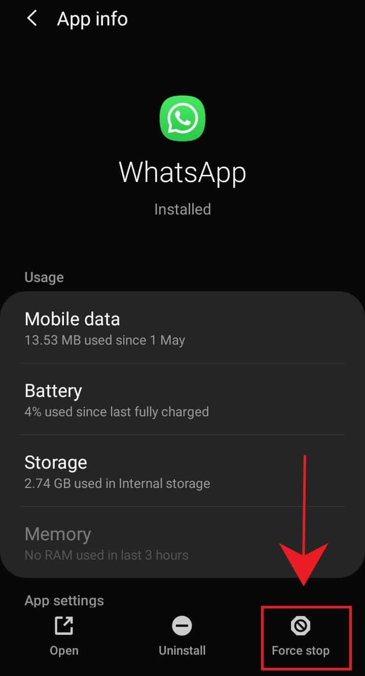 إلغاء تثبيت WhatsApp