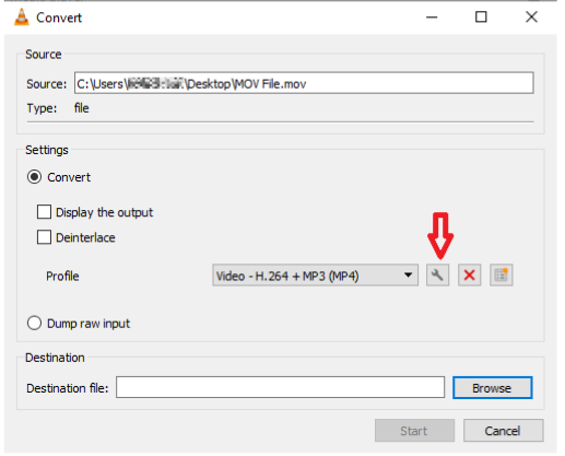 أيقونة الترس في VLC