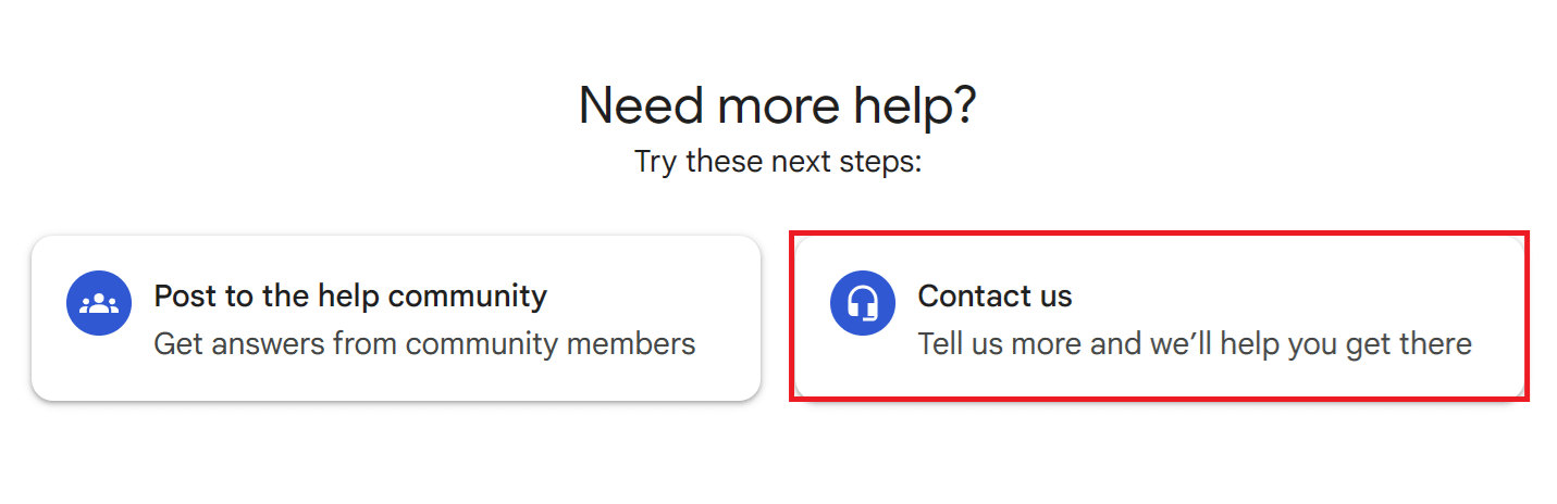 اتصل بمساعدة ملف Google Business Profile