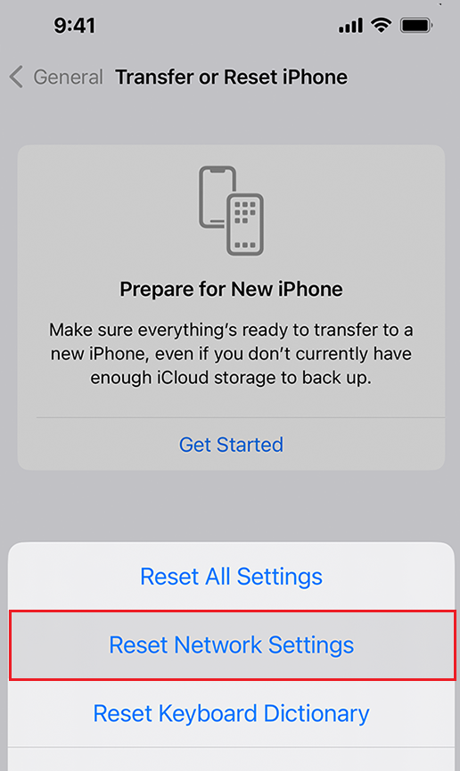 Reset Network Settings