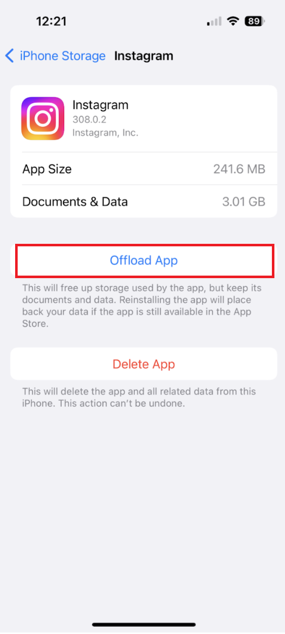 إلغاء تحميل تطبيق Instagram