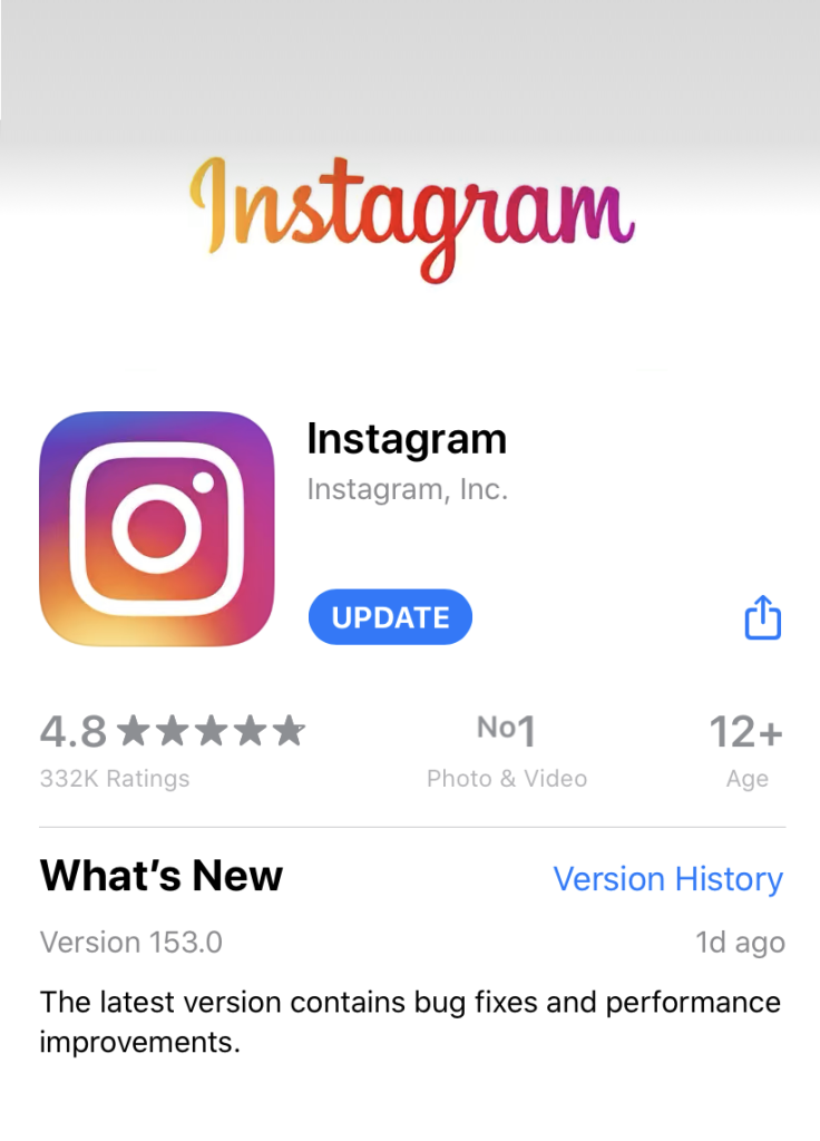 تحديث تطبيق Instagram