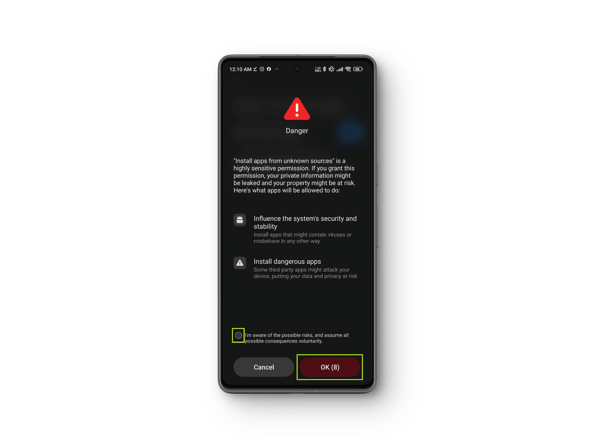 Xiaomi security prompt