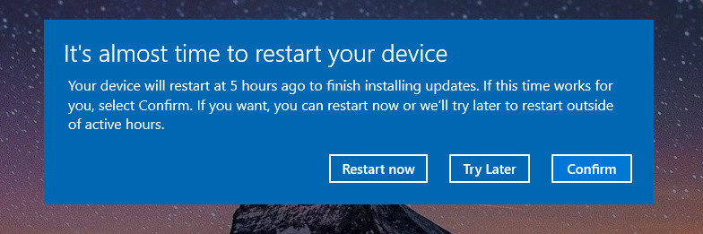 رسالة حان وقت إعادة تشغيل جهازك تقريبًا