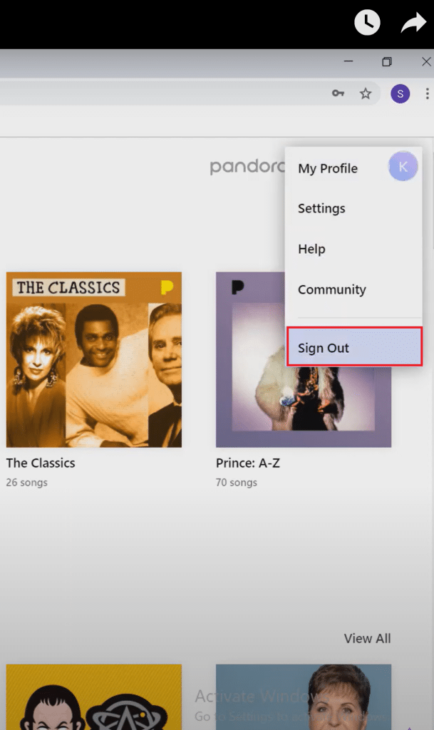 تسجيل الخروج من Pandora