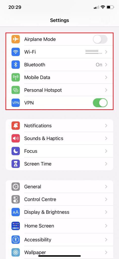 إعدادات الشبكة