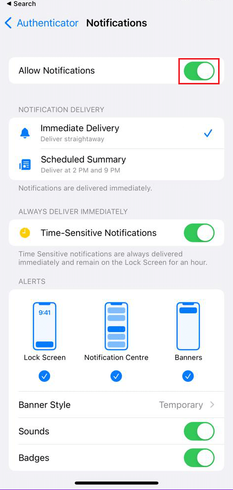 السماح بالإشعارات