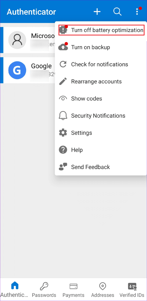 إيقاف تحسين البطارية