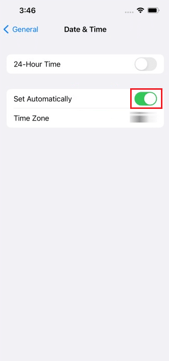 تعيين الوقت تلقائيًا