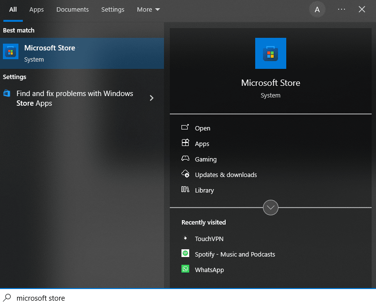 افتح Microsoft Store في Windows