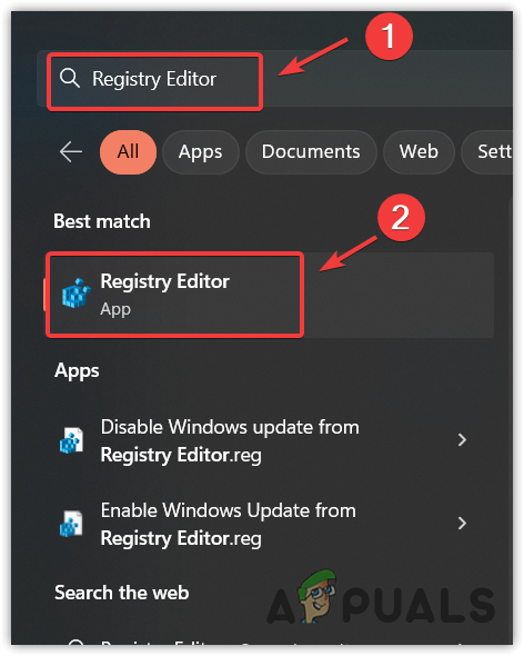 Navigating to Registry Editor