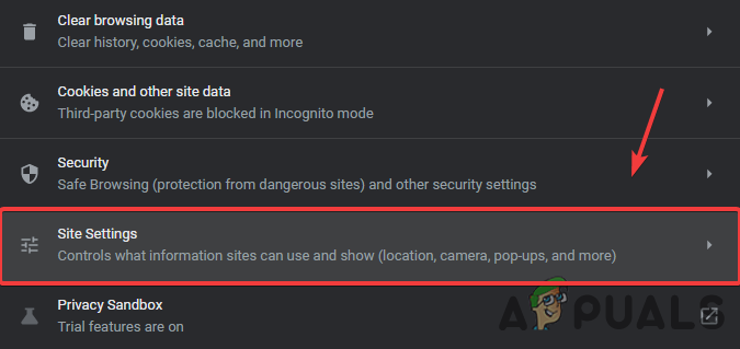 الانتقال إلى إعدادات الموقع