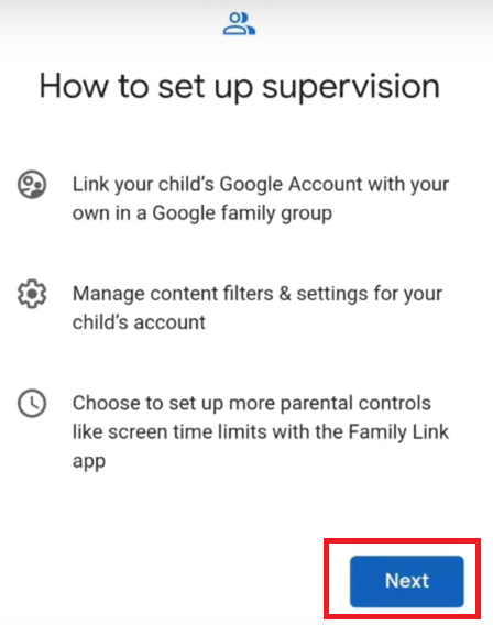 التالي لإعداد الإشراف