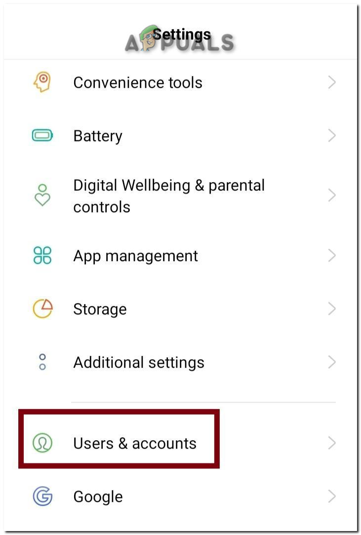 افتح إعدادات الحساب