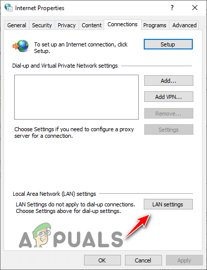 فتح إعدادات الشبكة المحلية