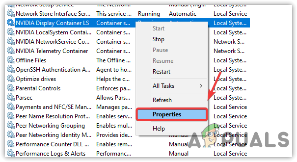 Opening Service Properties