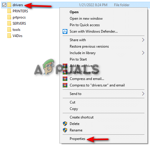 Opening drivers properties