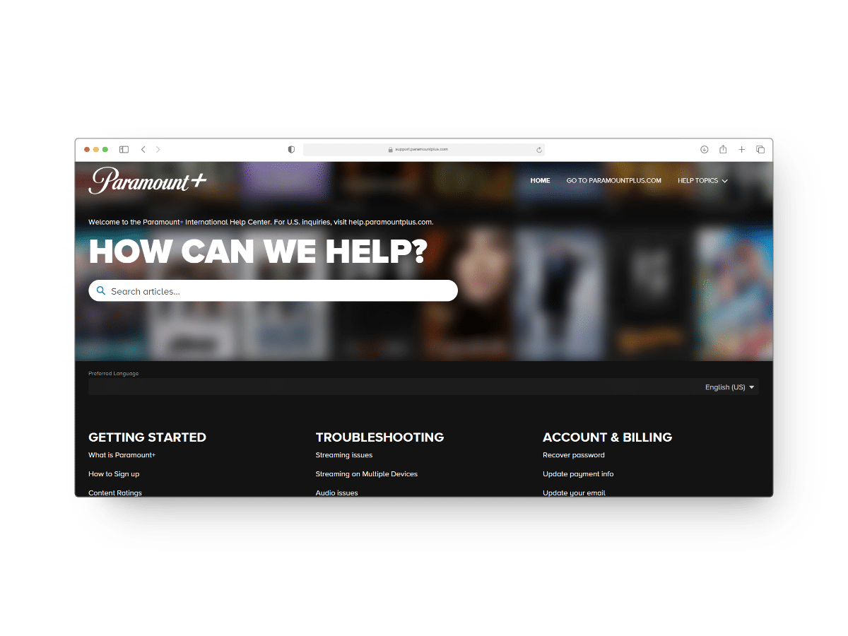 دعم Paramount Plus