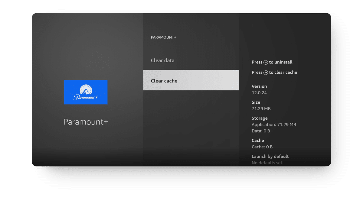 Clear cache of Paramount Plus