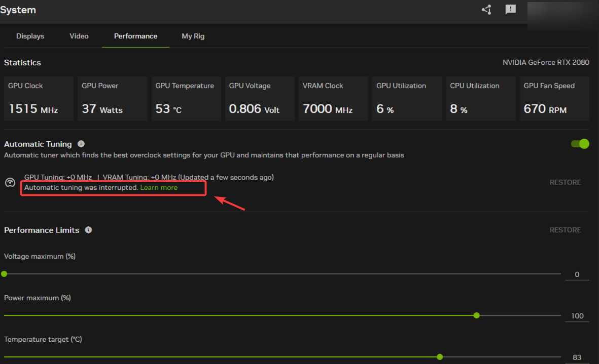 حل مشكلة خطأ انقطاع الضبط التلقائي في تطبيق Nvidia