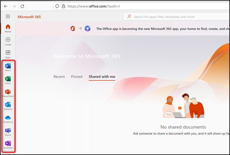 لوحة تطبيقات Microsoft 365 Office