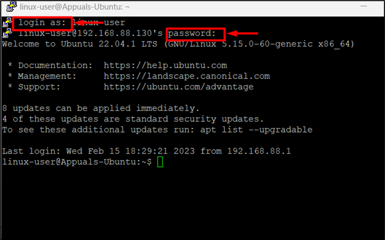 الوصول عبر PuTTY