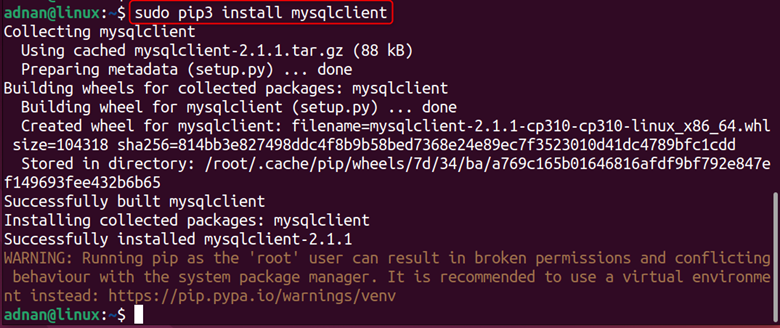 أمر لتثبيت حزمة MySQL