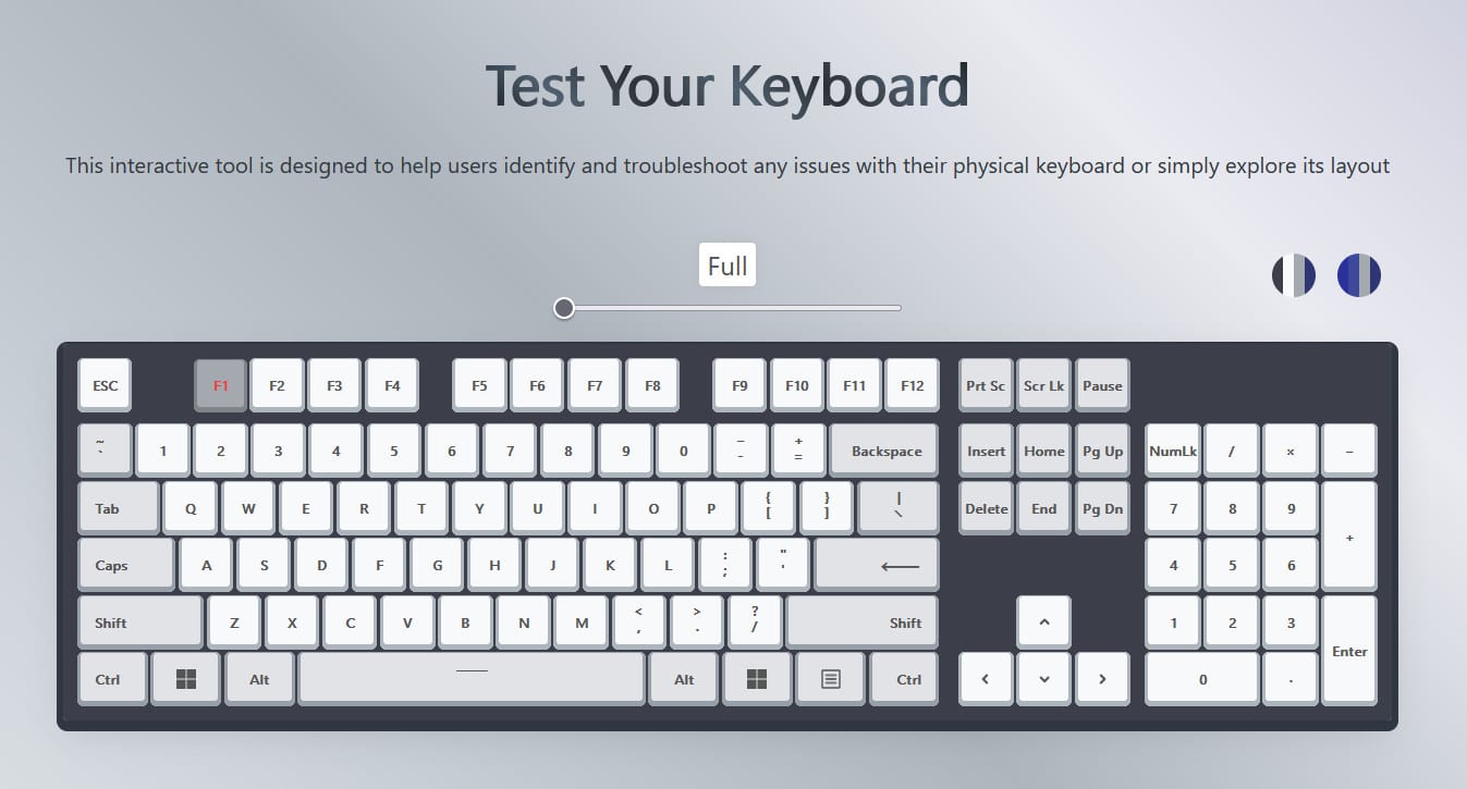 مفتاح F1 مضغوط عالق على لوحة المفاتيح