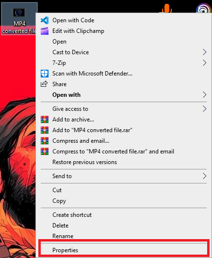 قائمة خصائص الفيديو