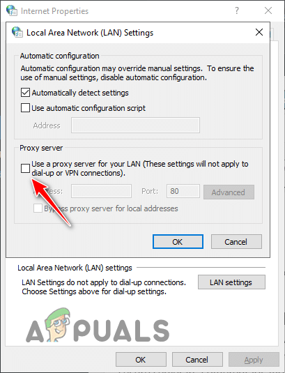 إزالة خادم الوكيل