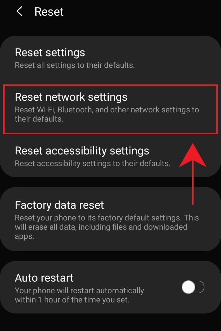 تأكيد إعادة تعيين الشبكة