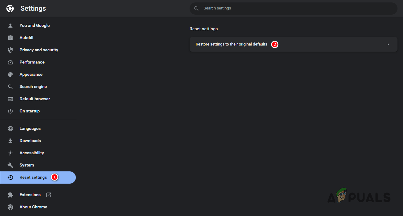 إعادة تعيين Chrome