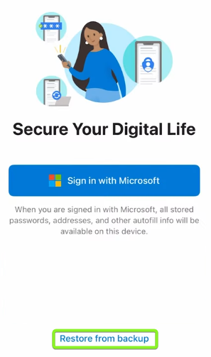 زر استعادة من نسخة احتياطية