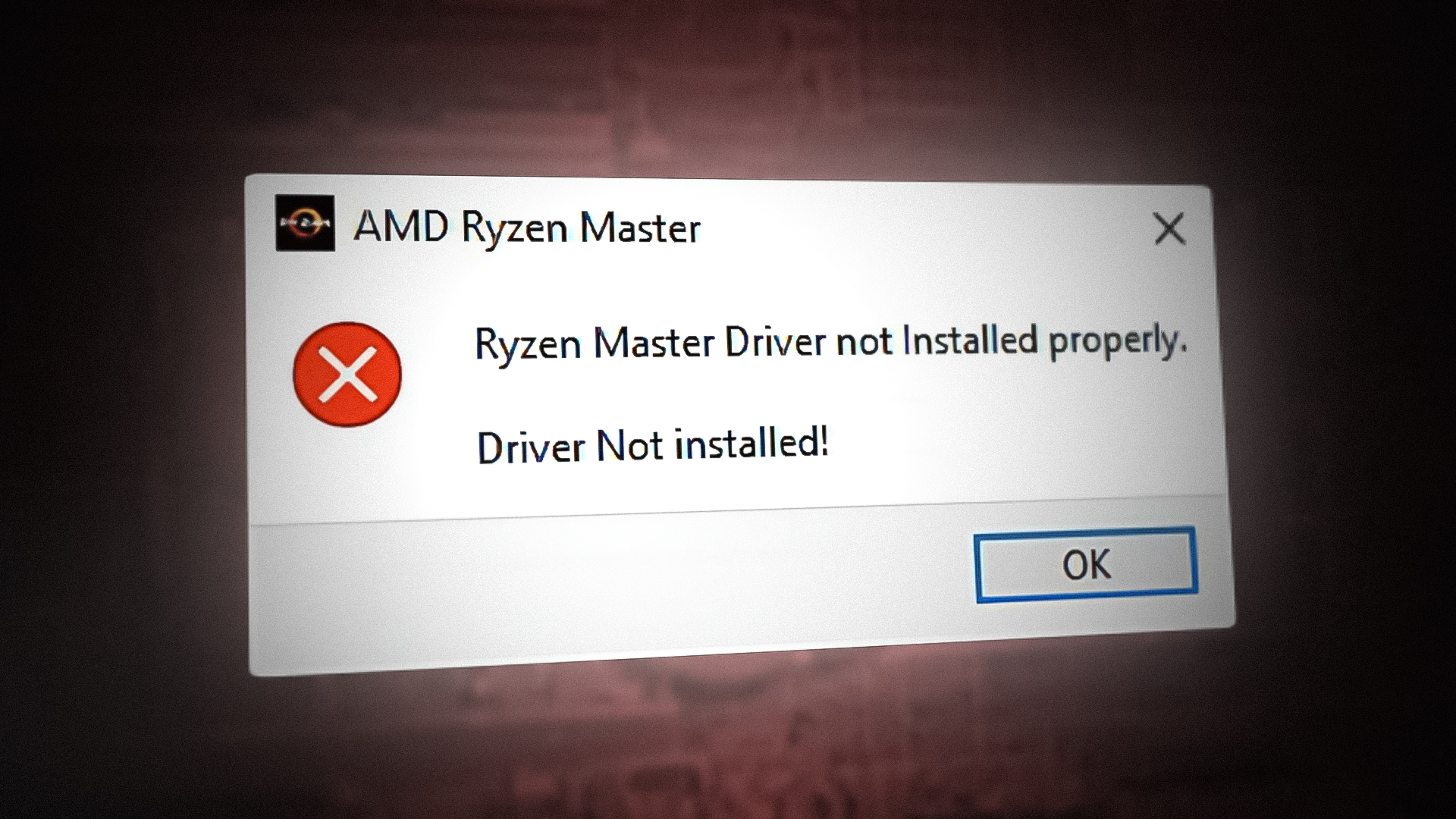 خطأ Ryzen Master Driver Not Installed