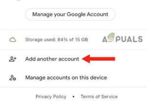 النقر على إضافة حساب آخر