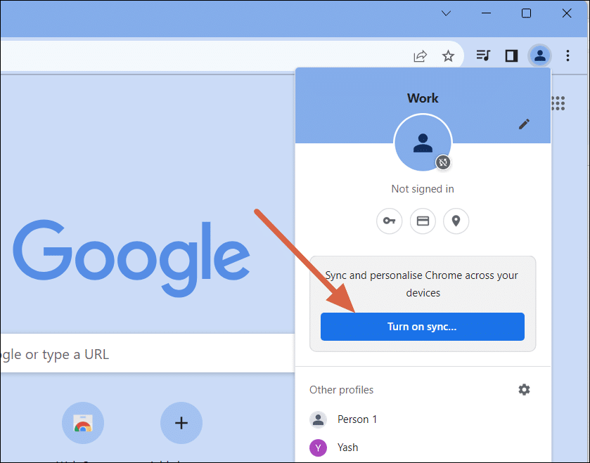 تشغيل المزامنة في Chrome