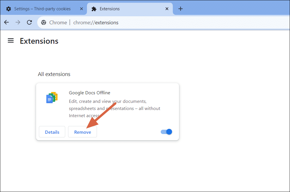 إزالة إضافة من Chrome