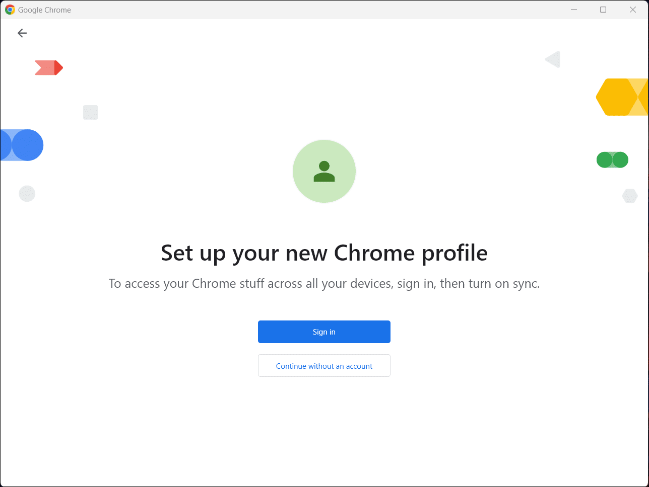 إعداد ملف تعريف Chrome جديد