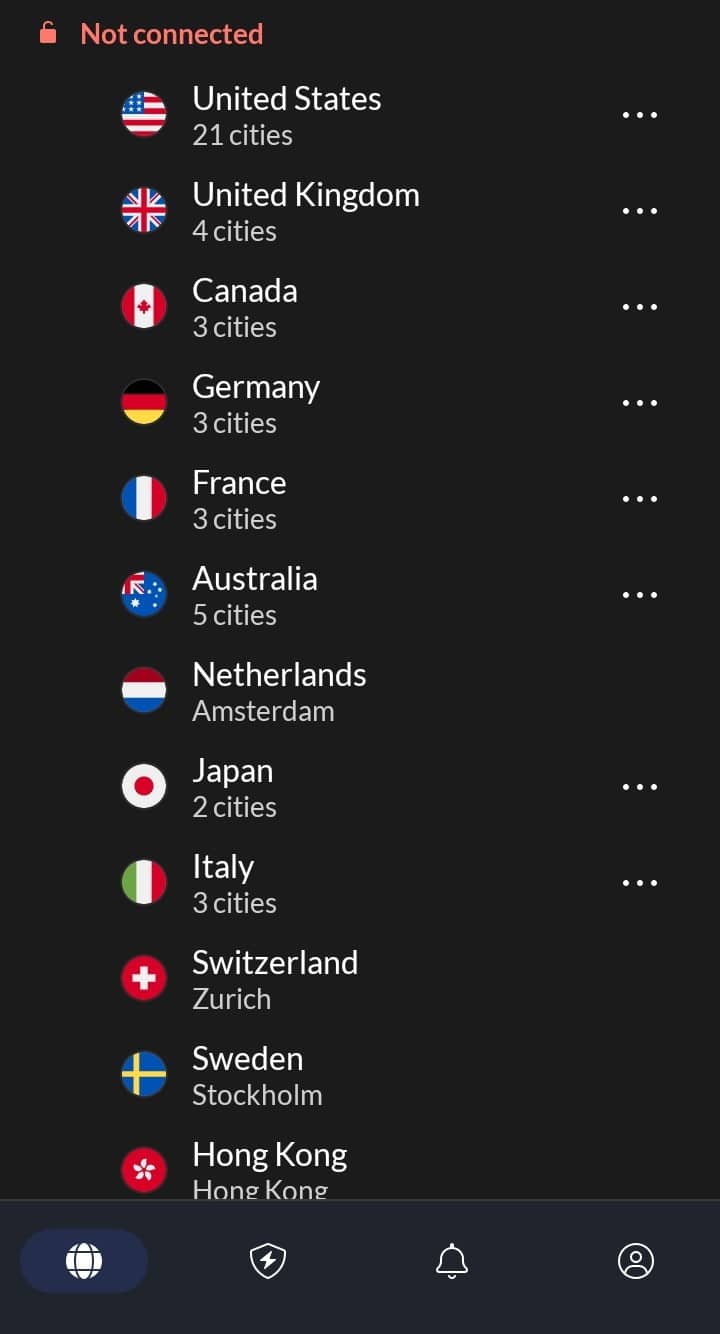 تحديد منطقة خادم VPN