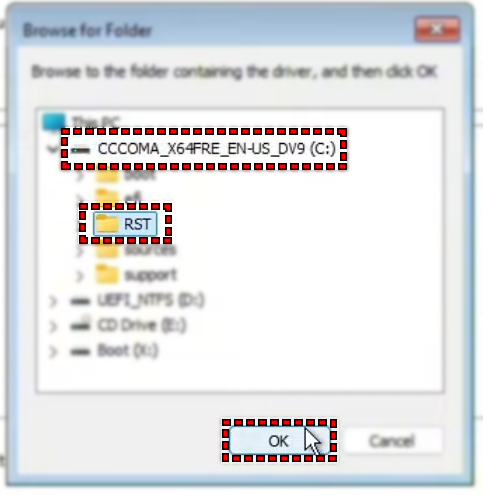 تحديد مجلد RST من USB