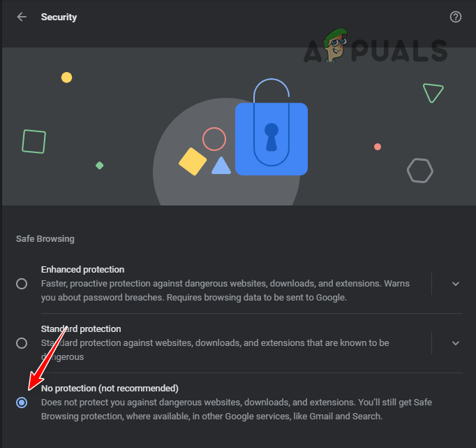 تعيين الأمان إلى بلا حماية