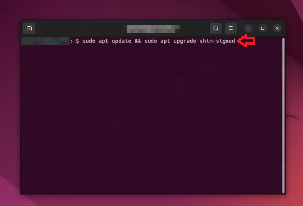 لقطة شاشة توضح تحديث Shim