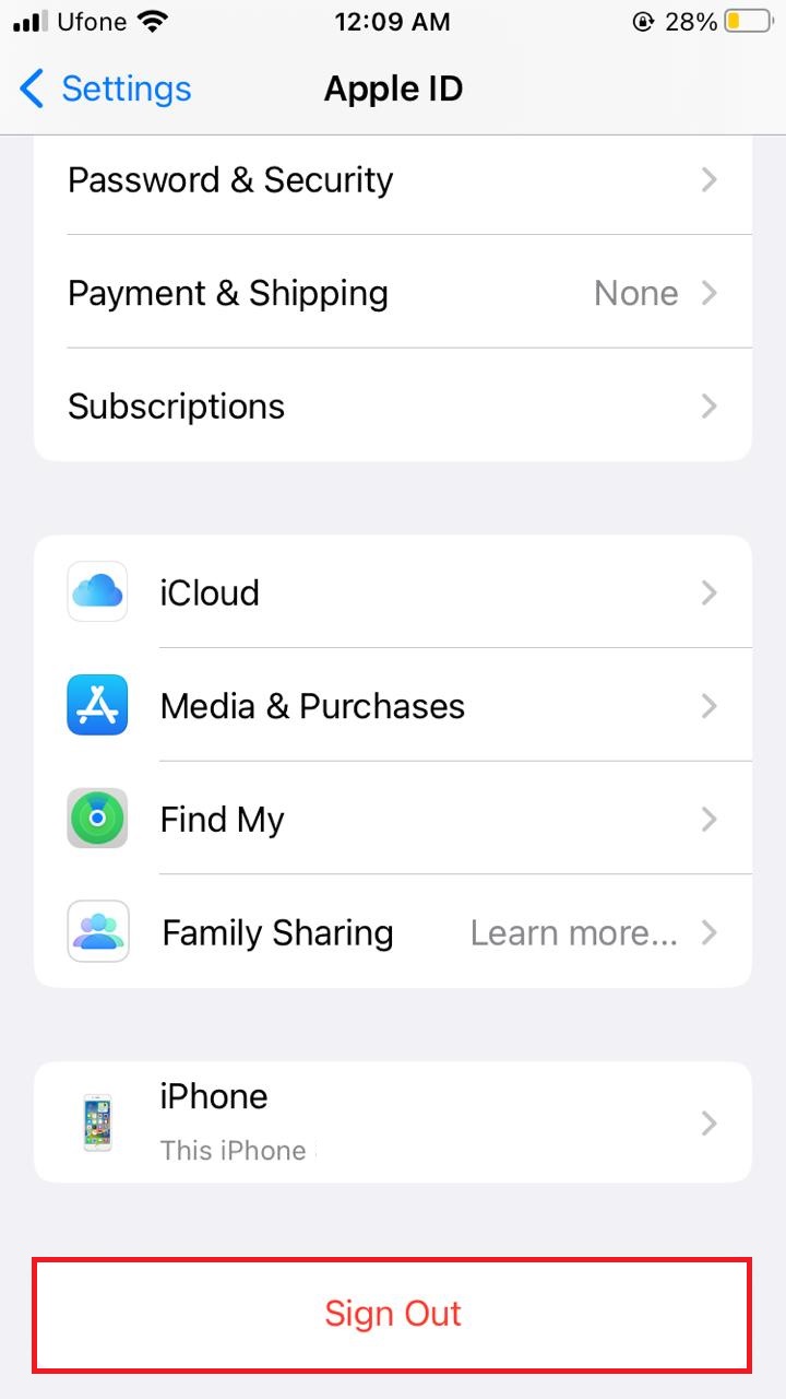 تسجيل الخروج من iCloud بدون كلمة مرور